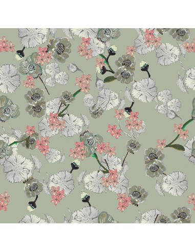 Papier peint floral - Grey Flowers l'évolution des habitudes 