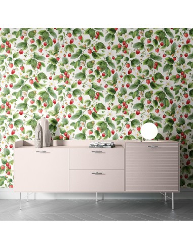 Papier peint panoramique motif fraises Fragola