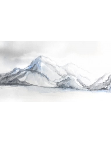 Papier peint panoramique montagnes aquarelle Brume