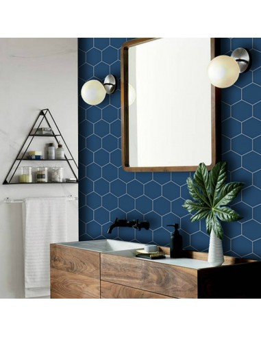 Hexa in Admiral Blue Wallpaper