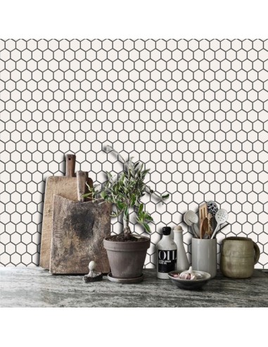 Mini Hexa in Off White Wallpaper