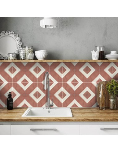 Salon in Red Earth Vinyl Tile Sticker