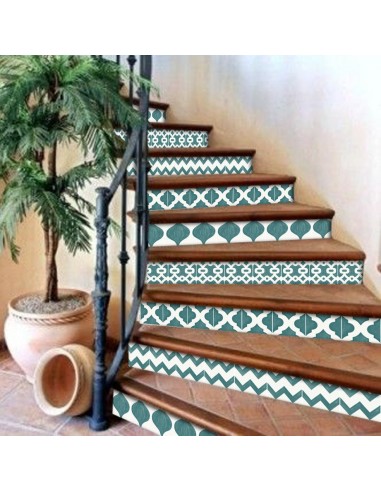 Marrakech Mix Stair Risers in Emerald Green