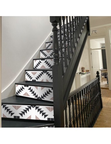 Zig Zag in Taupe Stair Riser Stickers